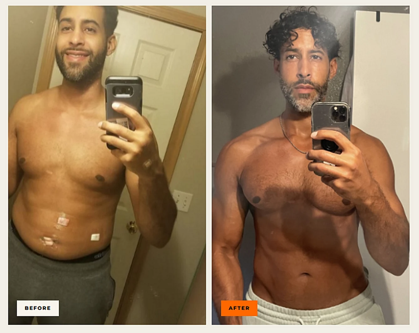 Before and after photos of Will Frometa, side by side